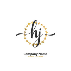 H J HJ Initial handwriting and signature logo design with circle. Beautiful design handwritten logo for fashion, team, wedding, luxury logo.