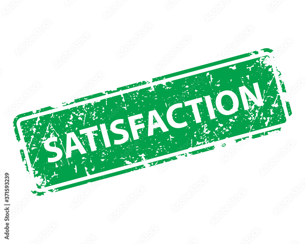 Aufkleber satisfaction stamp vector texture. rubber cliche imprint. web or print design element for sign, stic