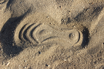 Fototapeta na wymiar close-up footprint on the sand