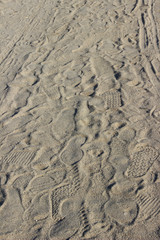 close-up footprint on the sand