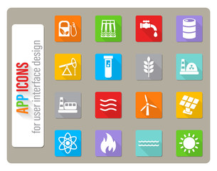 fuel and power icon set
