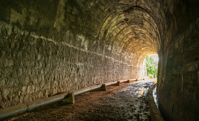 Abandoned Railway Tunnel in the plateau, French architecture built in the 19th century and exists...