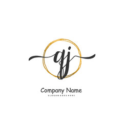 Q J QJ Initial handwriting and signature logo design with circle. Beautiful design handwritten logo for fashion, team, wedding, luxury logo.