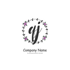 Q J QJ Initial handwriting and signature logo design with circle. Beautiful design handwritten logo for fashion, team, wedding, luxury logo.