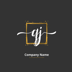 Q J QJ Initial handwriting and signature logo design with circle. Beautiful design handwritten logo for fashion, team, wedding, luxury logo.