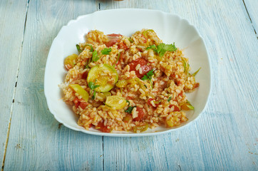 Tomato  courgette risotto