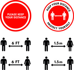 Social Distancing Symbols Vector Illustration