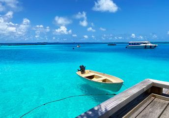 Fototapeta na wymiar Yacht Maldives island Indian Ocean