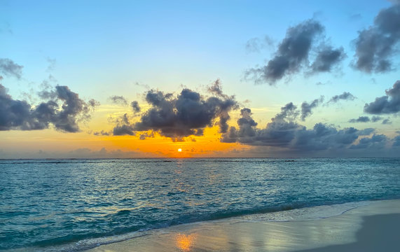 Maldives island Sunset on the beach