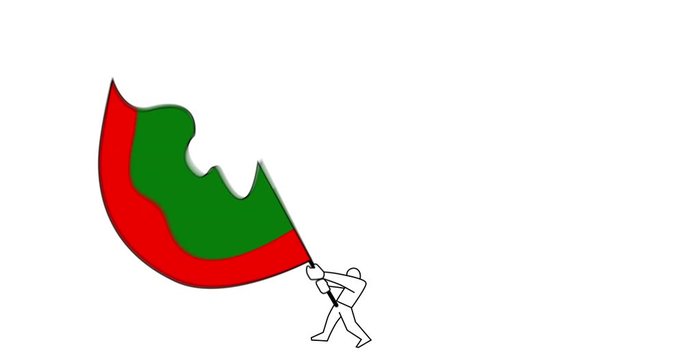 Looping animation of man waving a flag of Belarus.