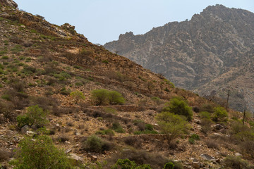 Views along the Aljammalah Hiking Trail on the Al Hada Zig Zag road, Taif region of Saudi Arabia