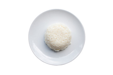 Fototapeta na wymiar Streamed rice against the white background
