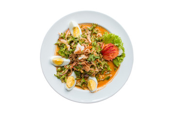 Yum Tua Poo Fresh shrimp (Wing Bean Shrimp Salad Fresh shrimp) against the white background