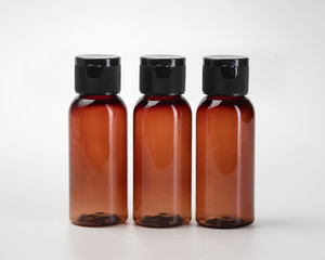 cosmetic plastic bottles, isolated on white background