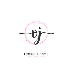 O J OJ Initial handwriting and signature logo design with circle. Beautiful design handwritten logo for fashion, team, wedding, luxury logo.