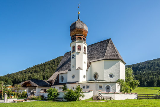 View at the Church of Holy Family in Oberau - Germany