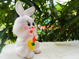 Toy Rabbit of small size in white color and have black eyes.