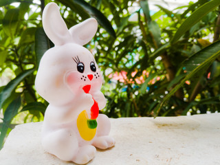 Toy Rabbit of small size in white color and have black eyes.