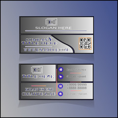 Business card template with modern concept black, white and silver color