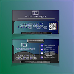 Business card template with modern concept blue and sky color