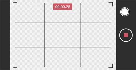 Mobile phone camera app screen template. REC, Recording videos and photos on the phone screen. Template of photo screen. Vector EPS 10.