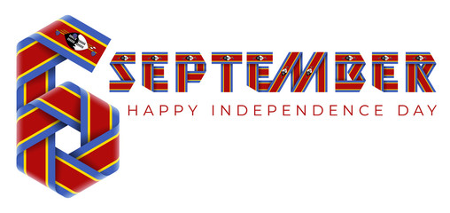 September 6 Independence Day of Eswatini congratulatory design with national flag elements.