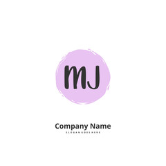 M J MJ Initial handwriting and signature logo design with circle. Beautiful design handwritten logo for fashion, team, wedding, luxury logo.