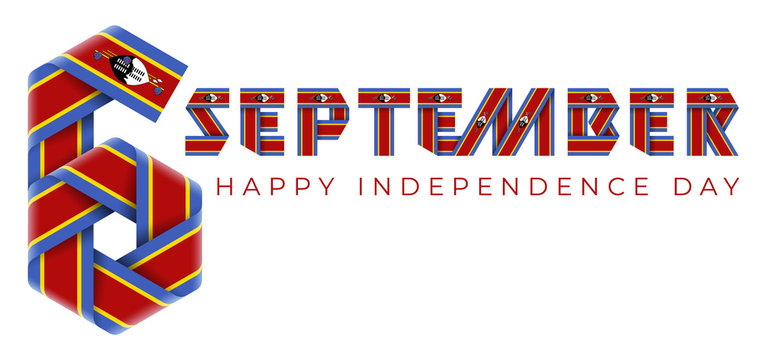 September 6 Independence Day of Eswatini congratulatory design with national flag elements.