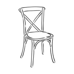 Vector Hand Drawn Sketch of wooden Chair stool. interior