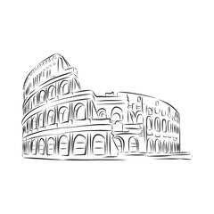 Coliseum in Rome hand drawn . vector illustration isolated. sketch stile