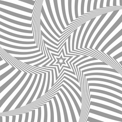 Abstract star pattern. Twisting movement illusion.