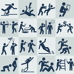Vector icon set for self defence