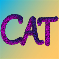 cat Text fur effect with pink and blue color