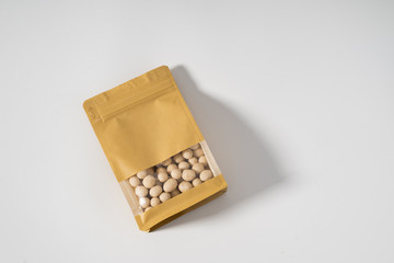 blank standing pouch mockup with transparent window