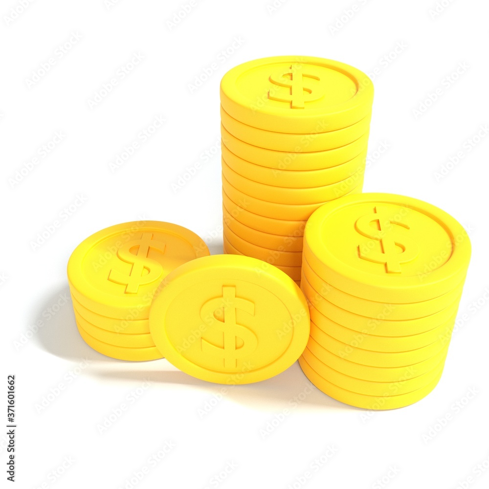 Aufkleber 3d gold coin stack background. saving and grow money concept. 3d rendering