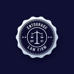 Law firm vintage round logo, law office emblem, vector