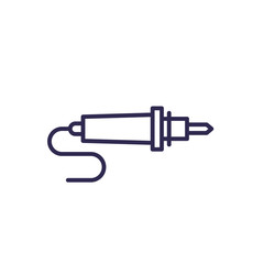 soldering iron, solder line icon on white