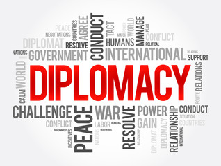 Fototapeta premium Diplomacy word cloud collage, political business concept background