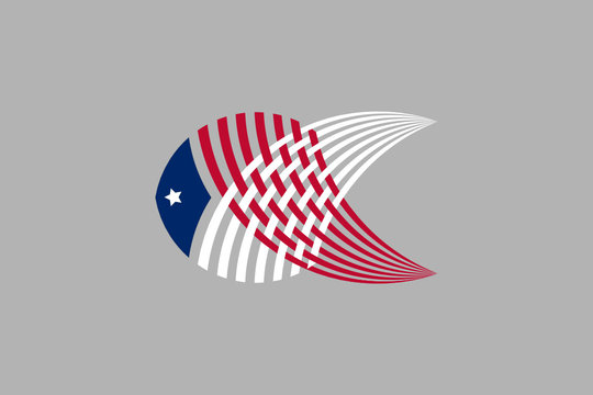 Vector Logo with fish illustration with american flag pattern.