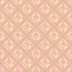seamless pattern, geometric ornament, pink heart