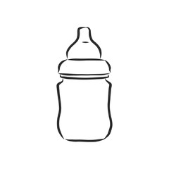 Bottle Baby Pacifier Doodle Vector Icon . baby feeding bottle, vector sketch