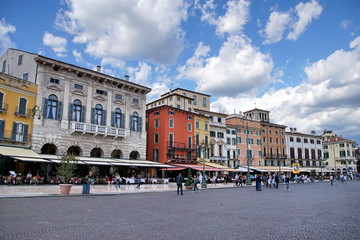 The Piazza Bra square in Verona city in Veneto region of Italy