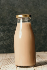 close up of coffee on a glass bottle product mockup