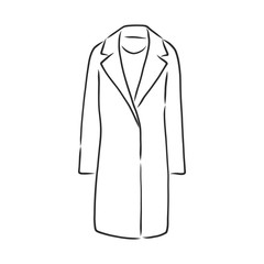 Coat female with long sleeves and pockets. vector. coat, vector sketch illustration