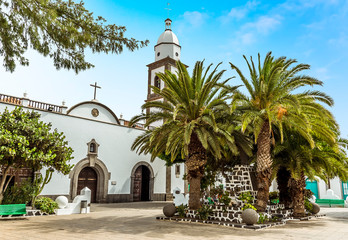 The view across the plaza of Las Palmas in Arrecife, Lanzarote on a sunny afternoon