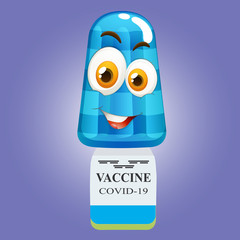 Medical Emoji vaccien. Kawaii Face. Vector Design Art Trendy Communication. Chat Elements. Doctor Virus Protection.