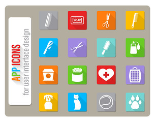 goods for pets icon set