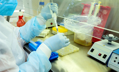 work in a fume hood with analyzes for covid.