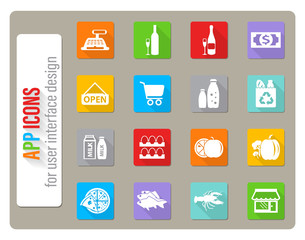 grocery store icon set