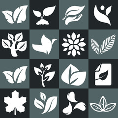 Fototapeta na wymiar set of vector icons of plants and leaf